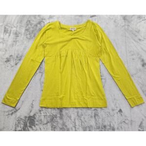 NEW Ethos Paris Tornado Long Sleeve Top Size M Green Scoop Neck Organic Cotton